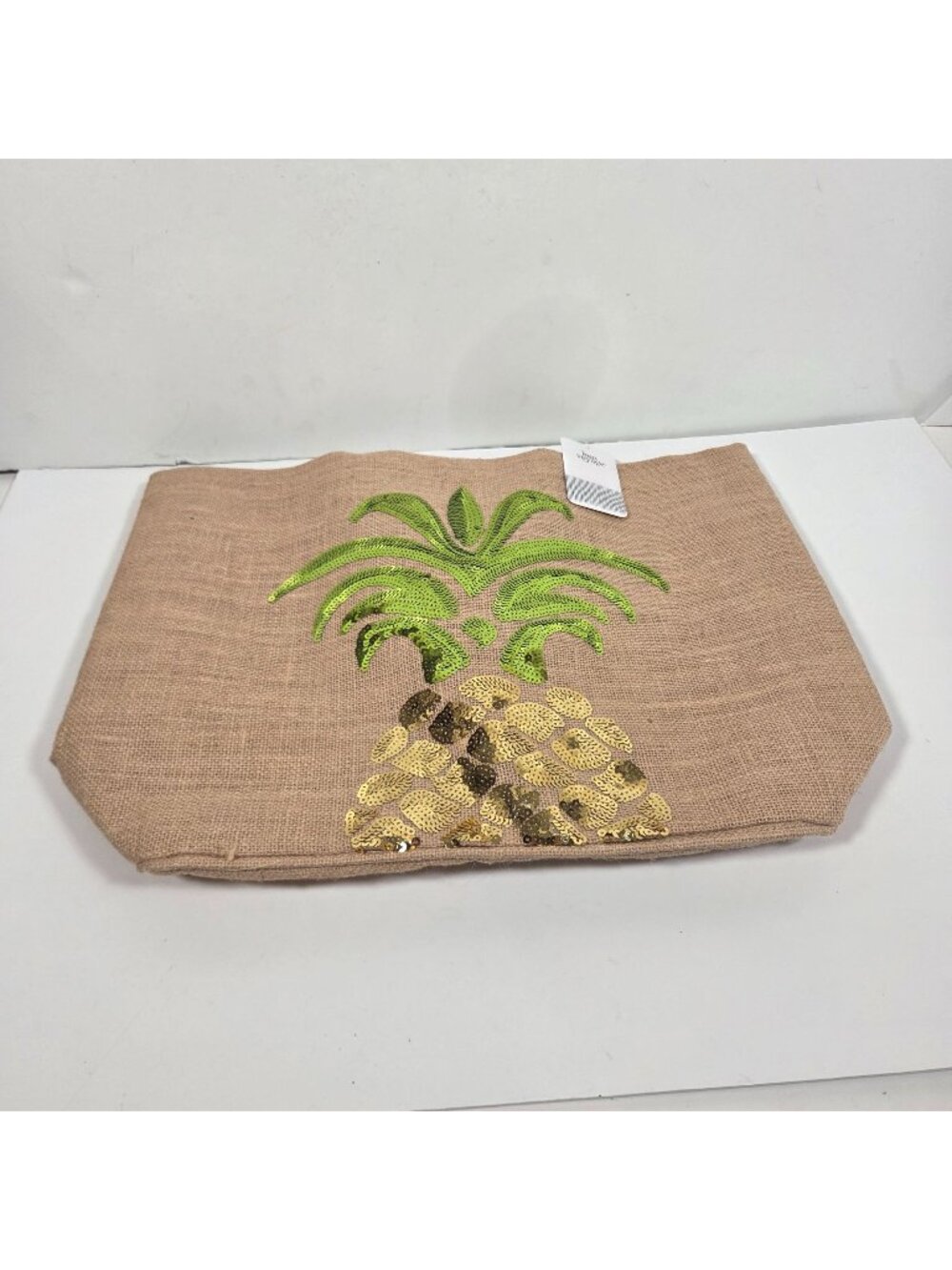 Bon Voyage NWT Women's Sequin  Tote Beach Bag Brown One Size Pineapple